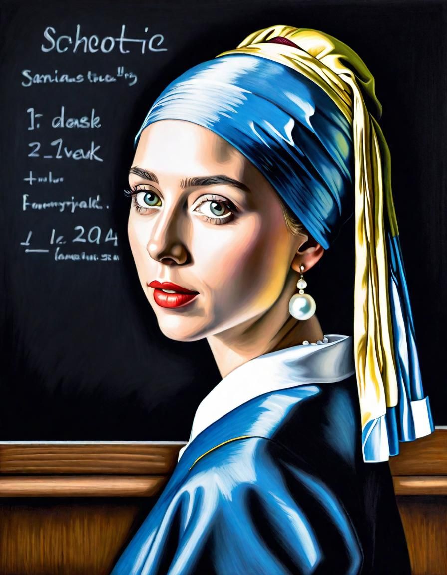 Girl with Pearl Earring in Colored Pencil Style