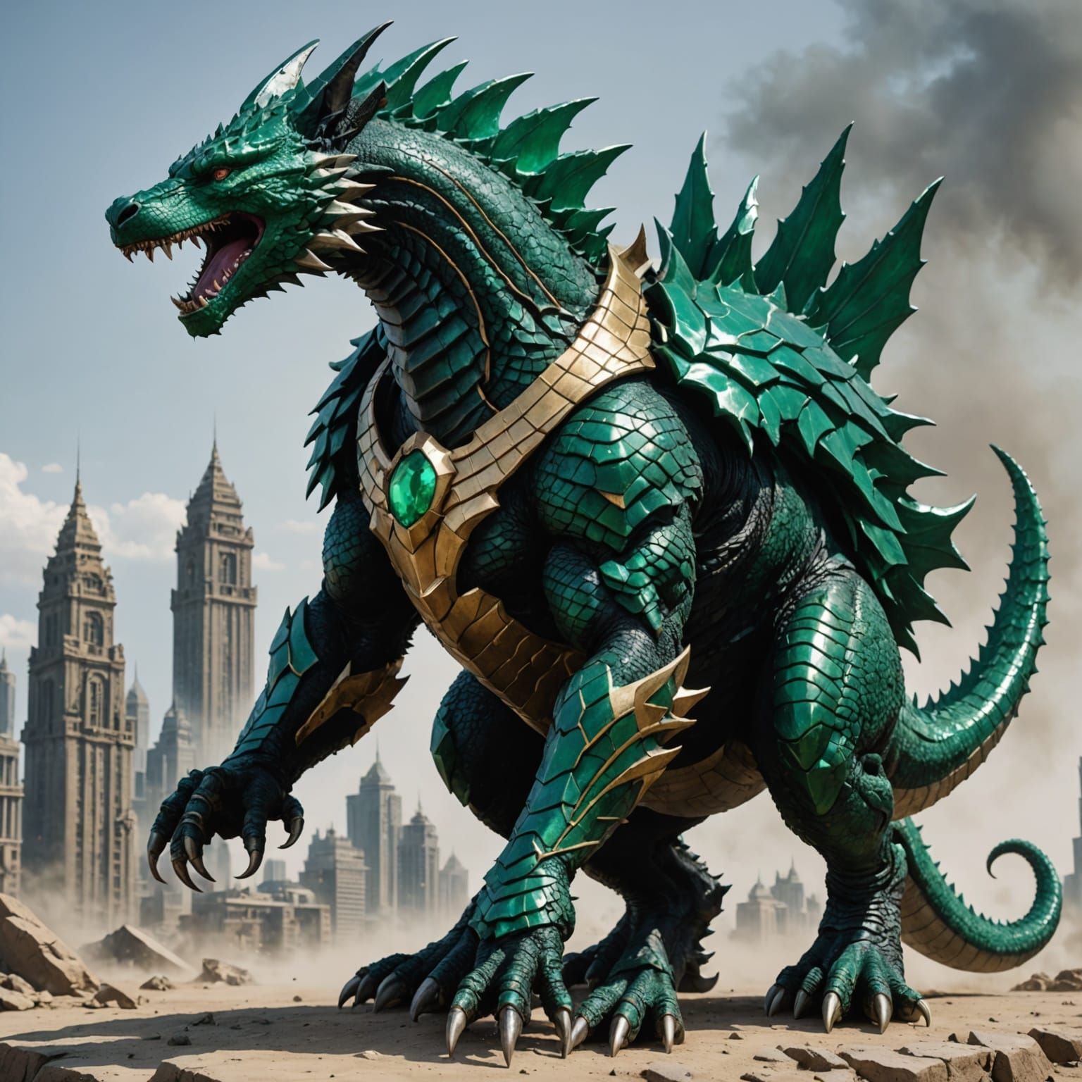 Emerald Anubis Godzilla Dragon Hybrid