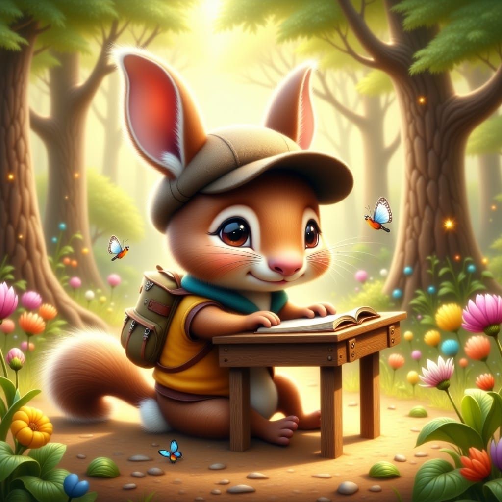 Forest Creature's First Day: 3D Digital Art