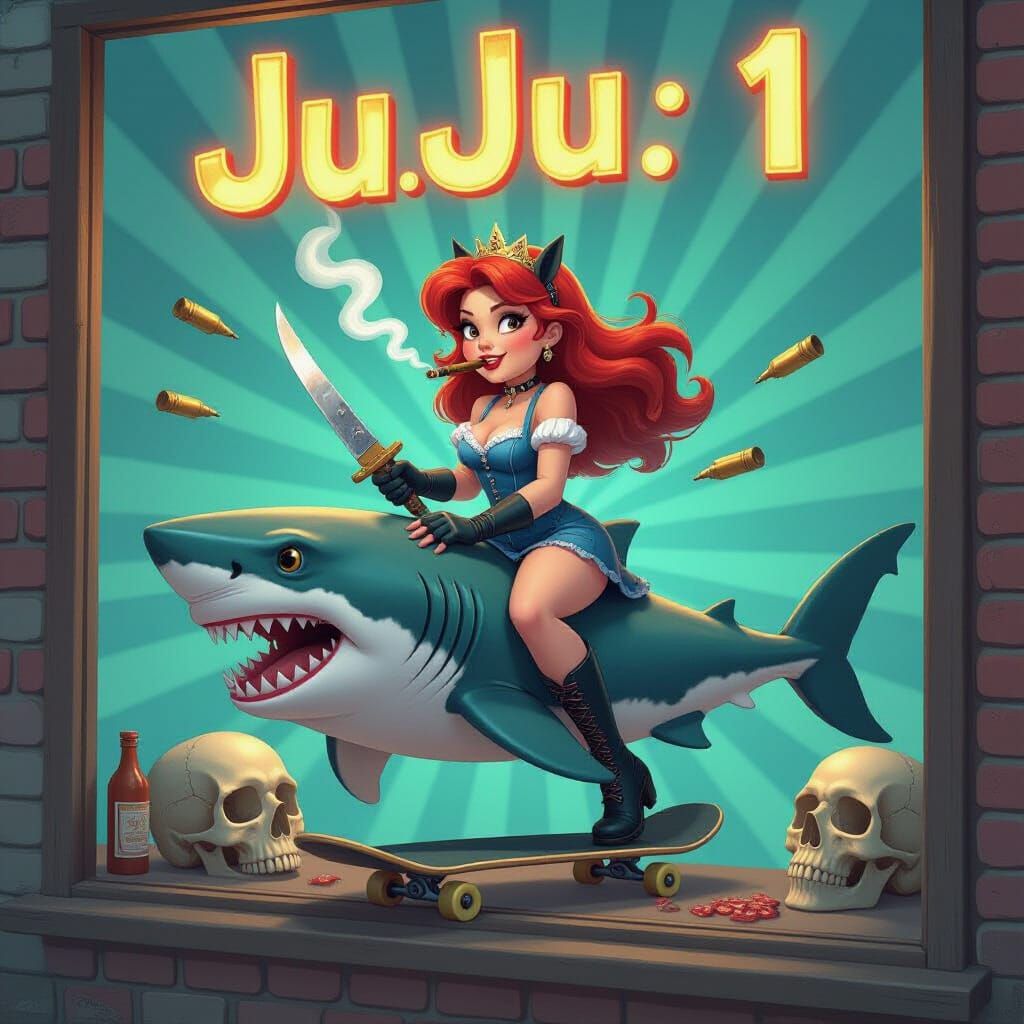 Princess of Darkness Rides Sharkskull in Cafe