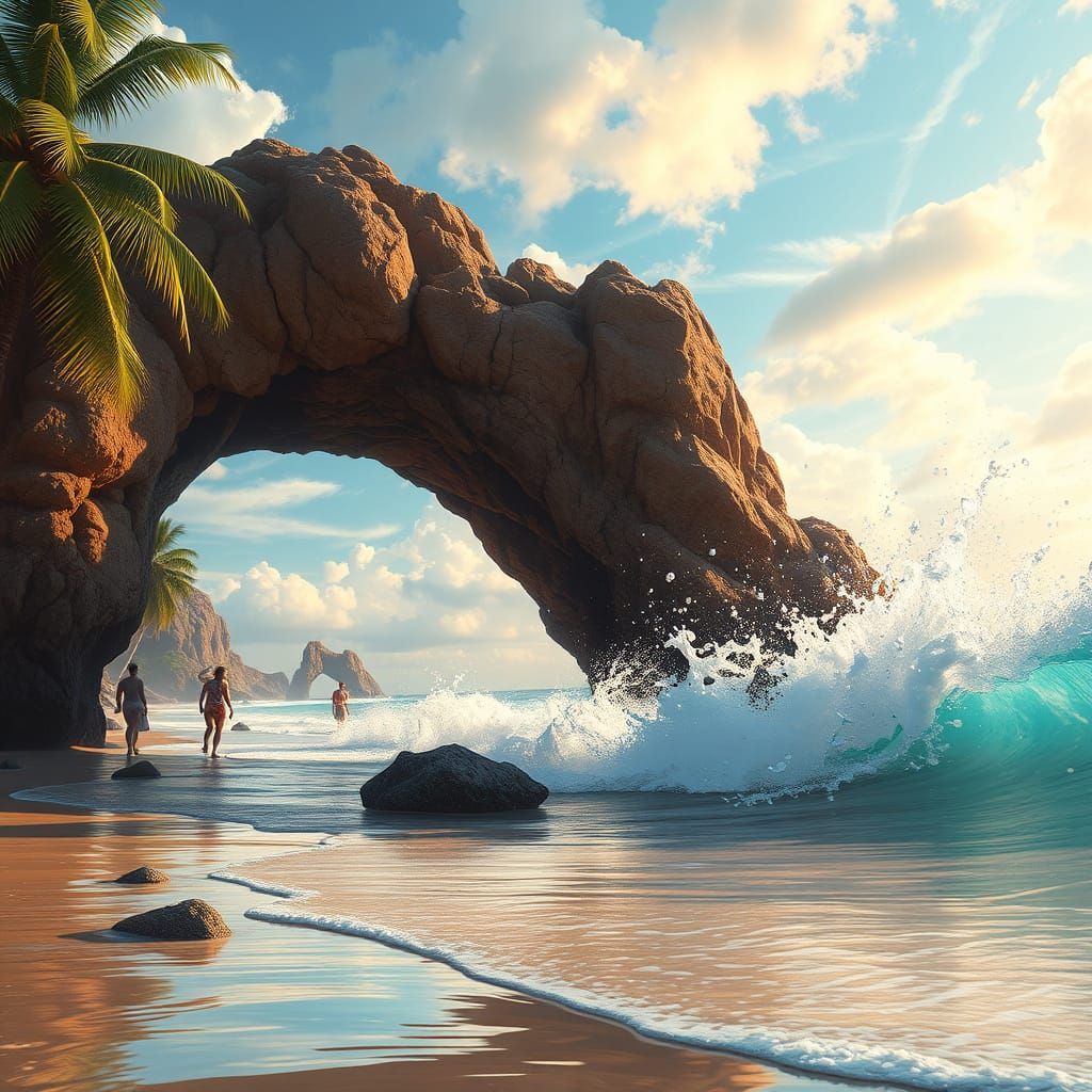 Vibrant Goa Beach Scene in Hyperrealistic Splash Art