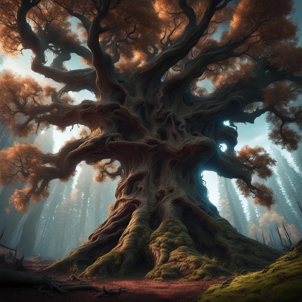 Haunted Giant Tree in Oregon Forest: Fantasy Art