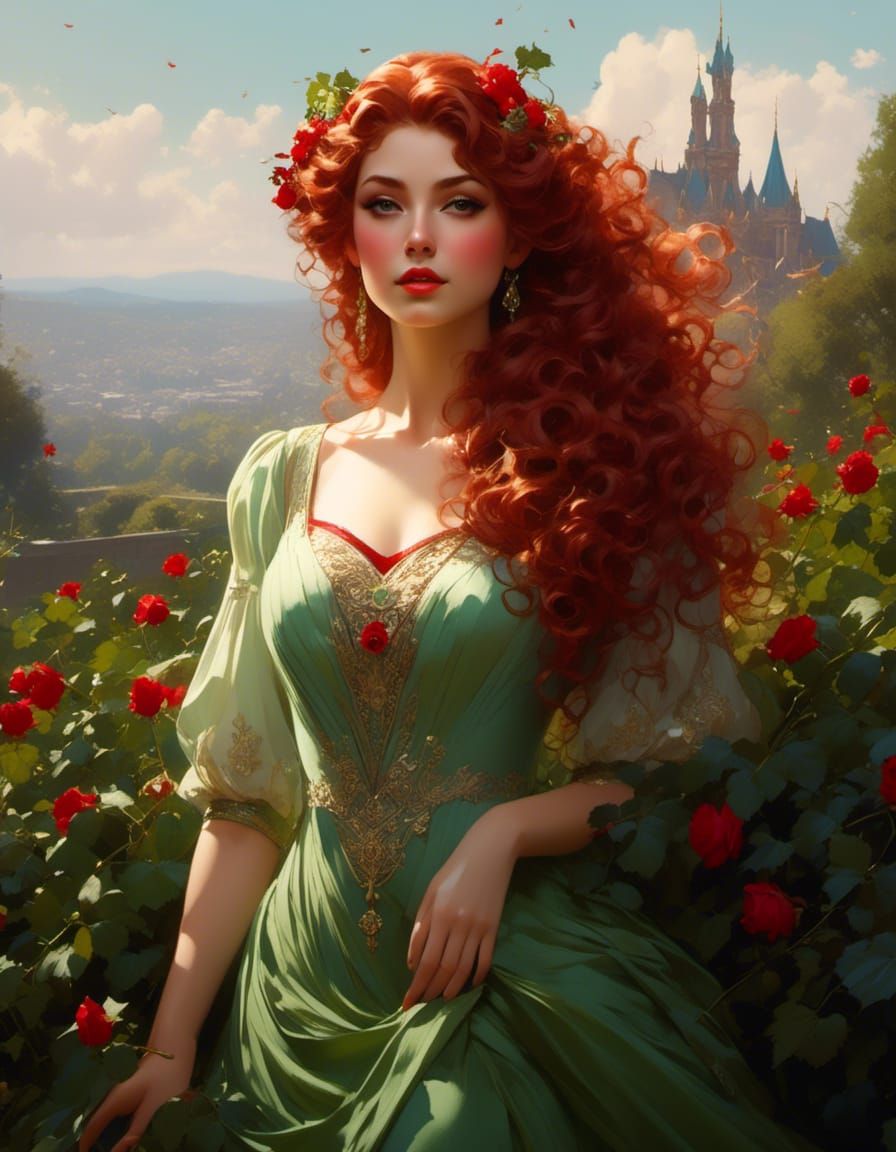 Princess Briar Rose Portrait in Hyperdetailed Digital Art