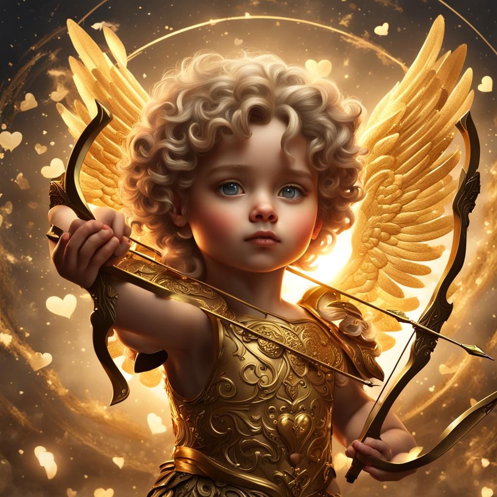 Golden Cherub with Bow and Arrow