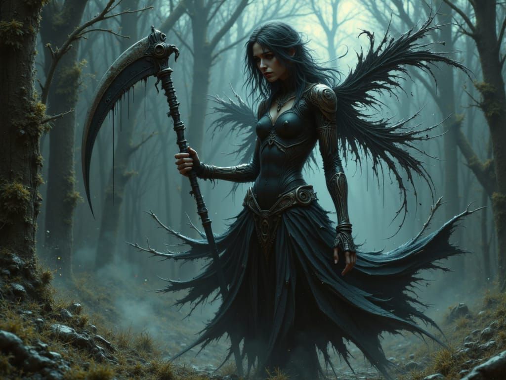 Techno Wraith Dances: Cyberpunk Scythe of Dreams