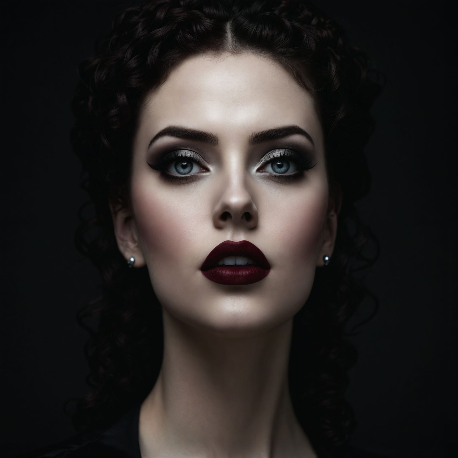 Dramatic Gothic Portrait of a Woman with Pale Skin
