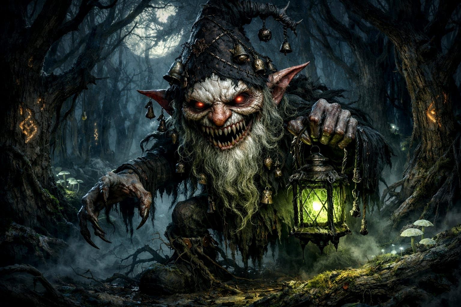 Nightmare Gnome in Warped Forest at Midnight