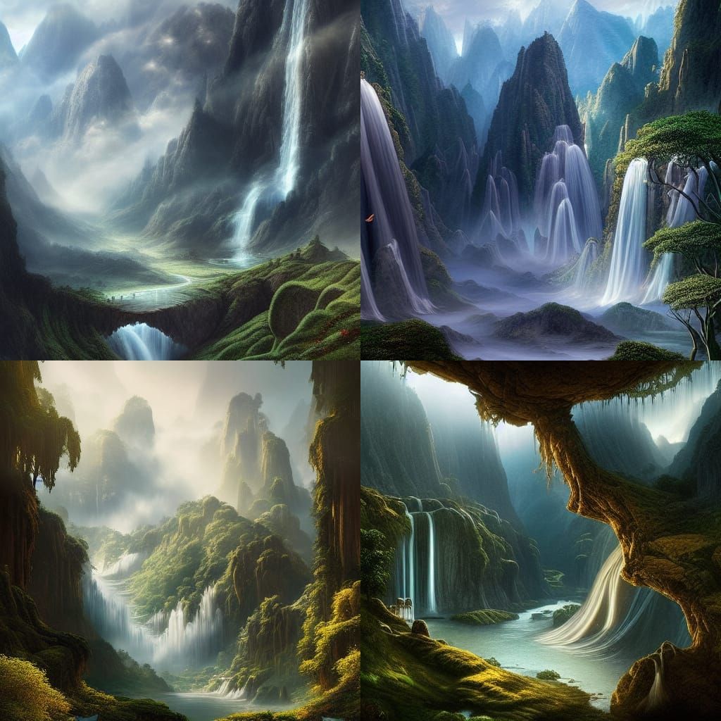 Valley of Waterfalls: Breathtaking Matte Painting