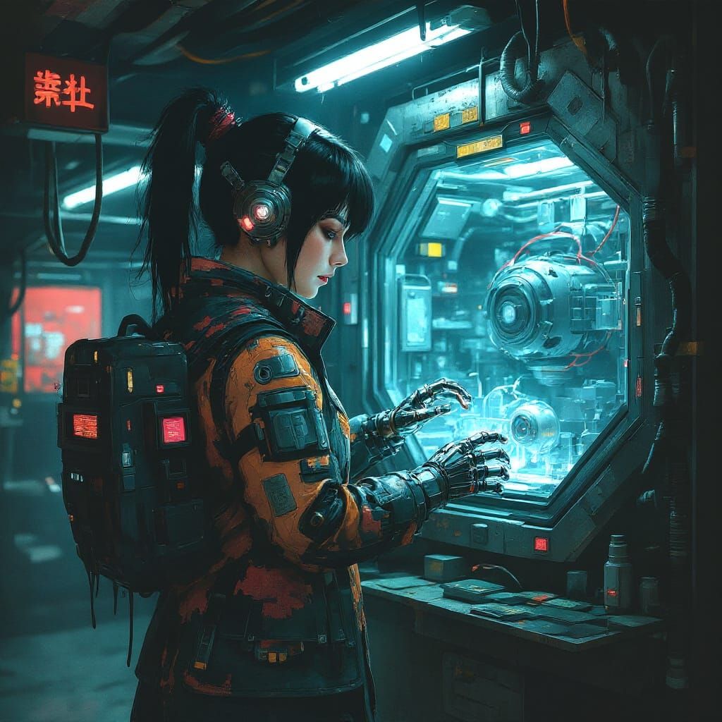 Futuristic Robotic Hands in Cyberpunk Style