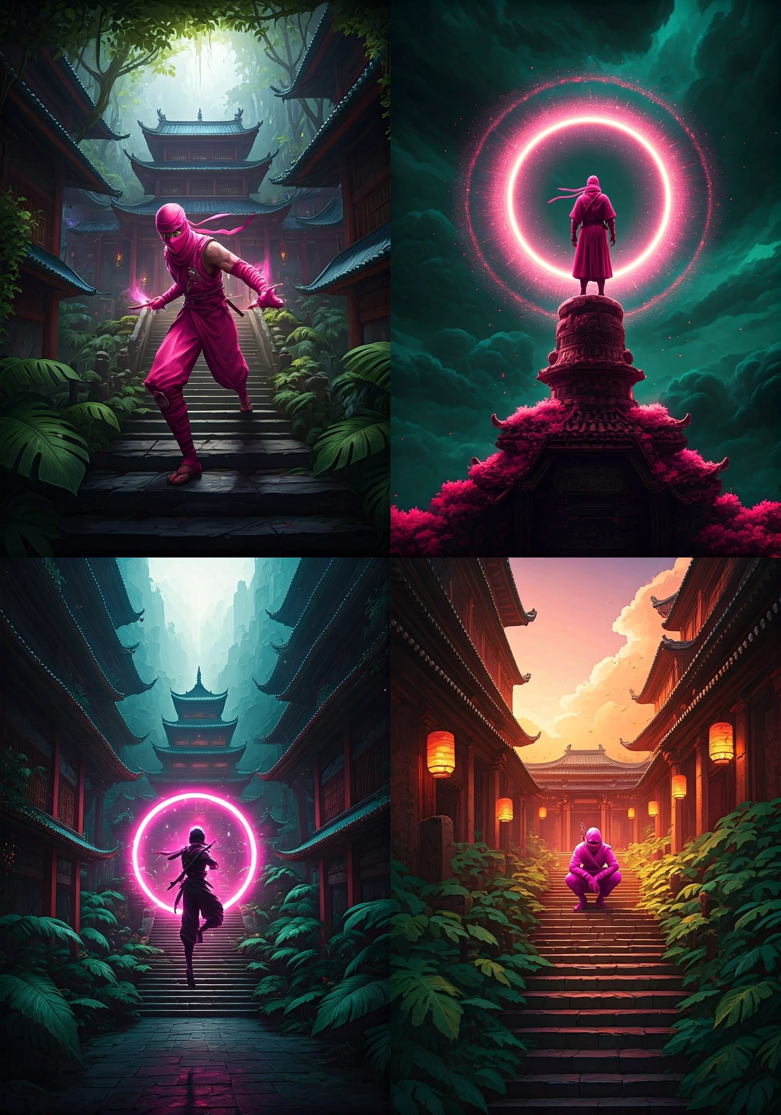 Fantastical Pink Ninja in Vibrant Unreal Engine 5 World