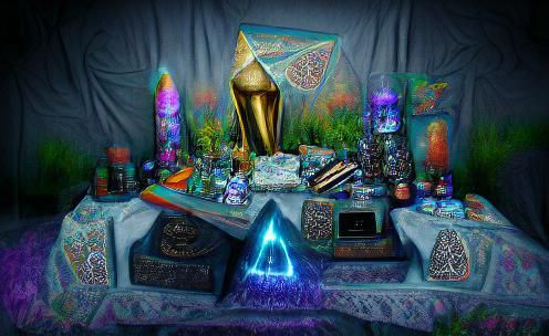 Psychedelic Fantasy Altar in Ornate Fractal Style