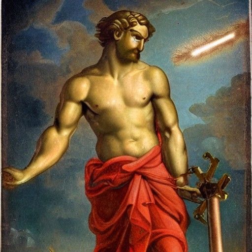 Young Zeus with Thunderbolt: A Mythological Depiction