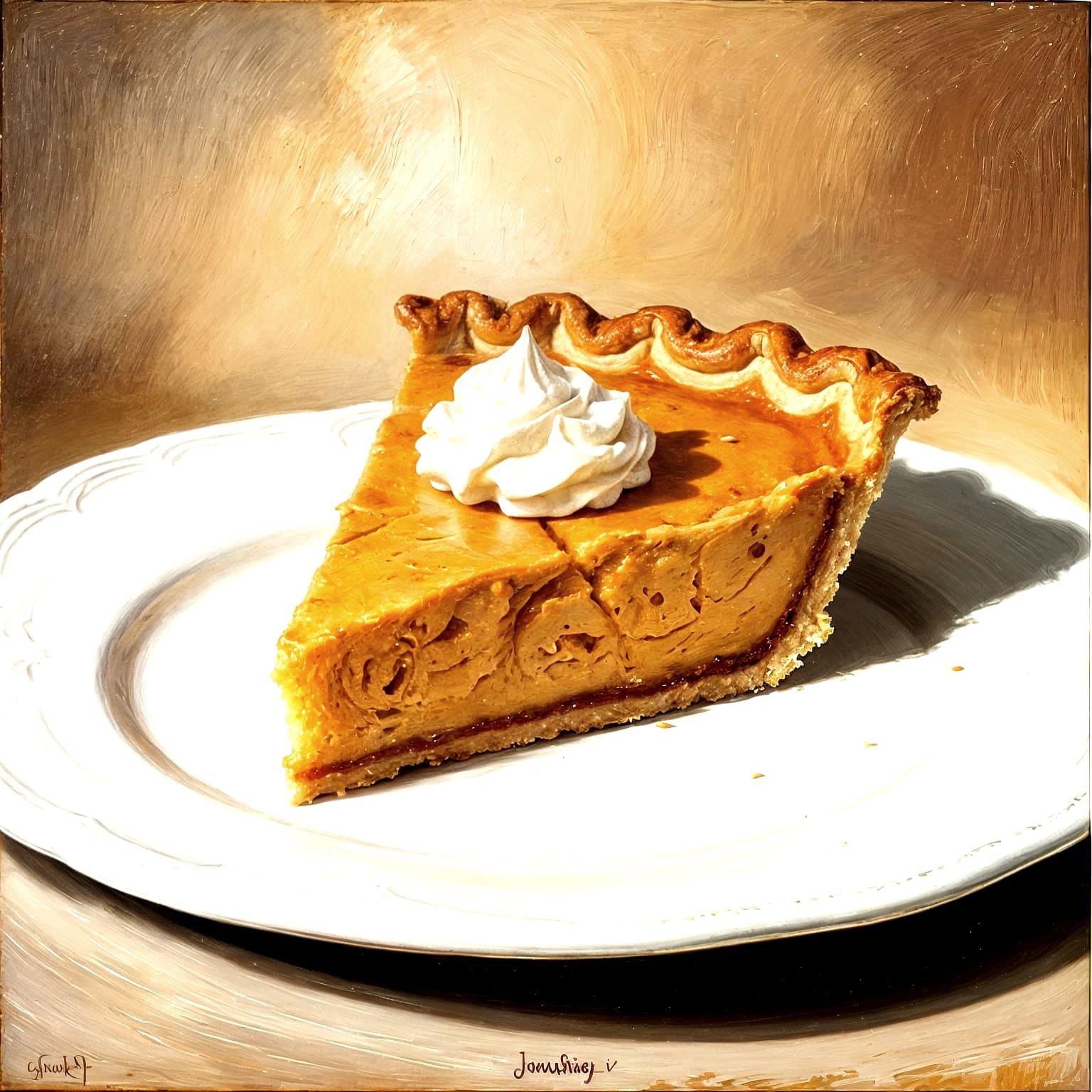 Realistic Pie Slice in Oil Painting Style