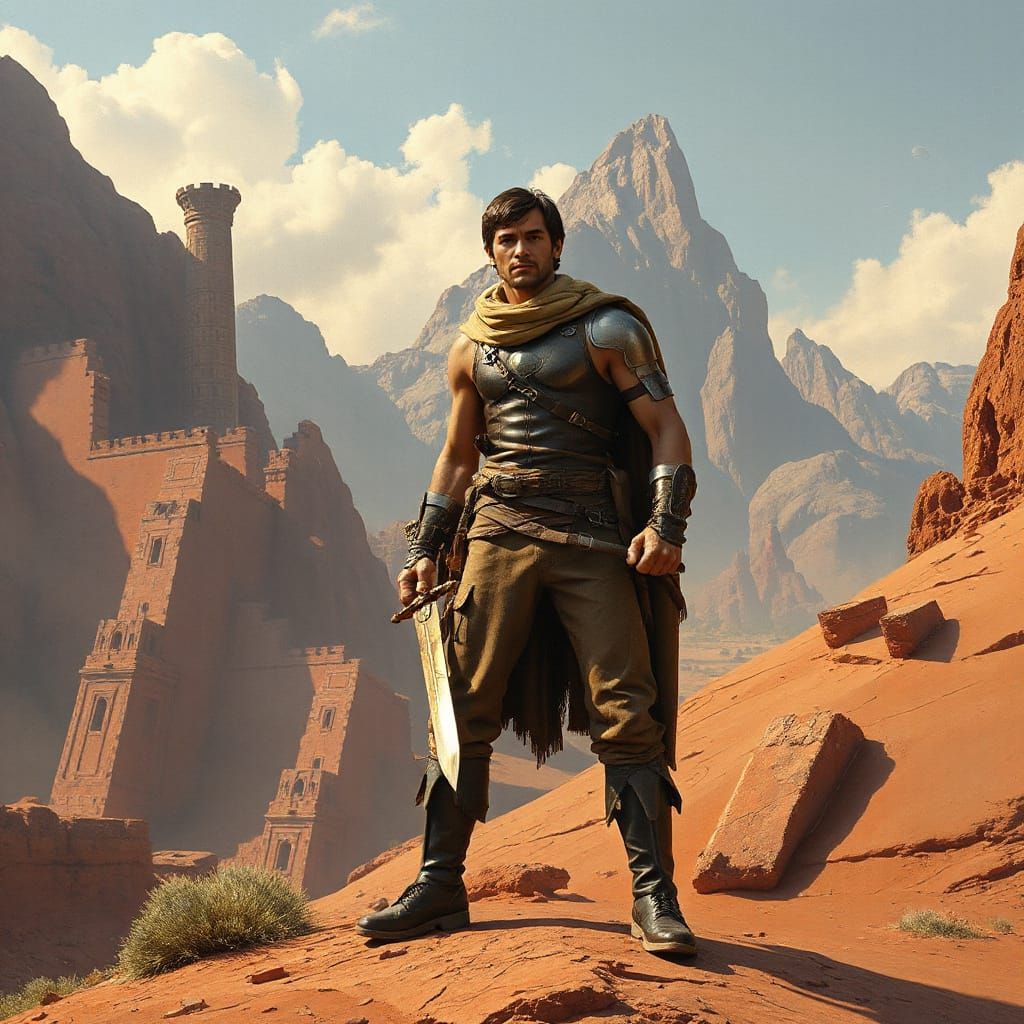 John Carter on Barsoom in Heroic Sci-Fi Scene
