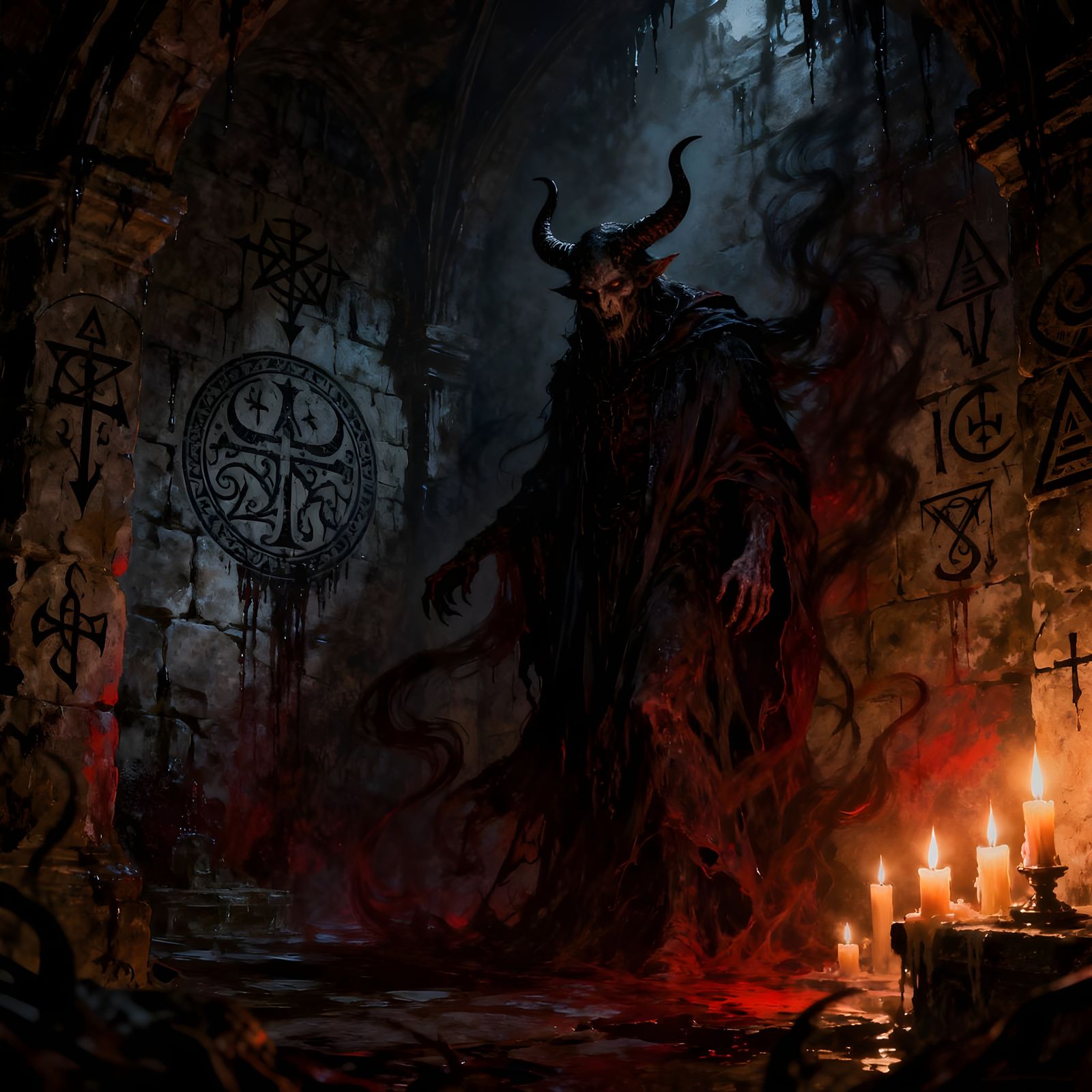 Sinister Crypt Ritual in Dramatic Horror Style