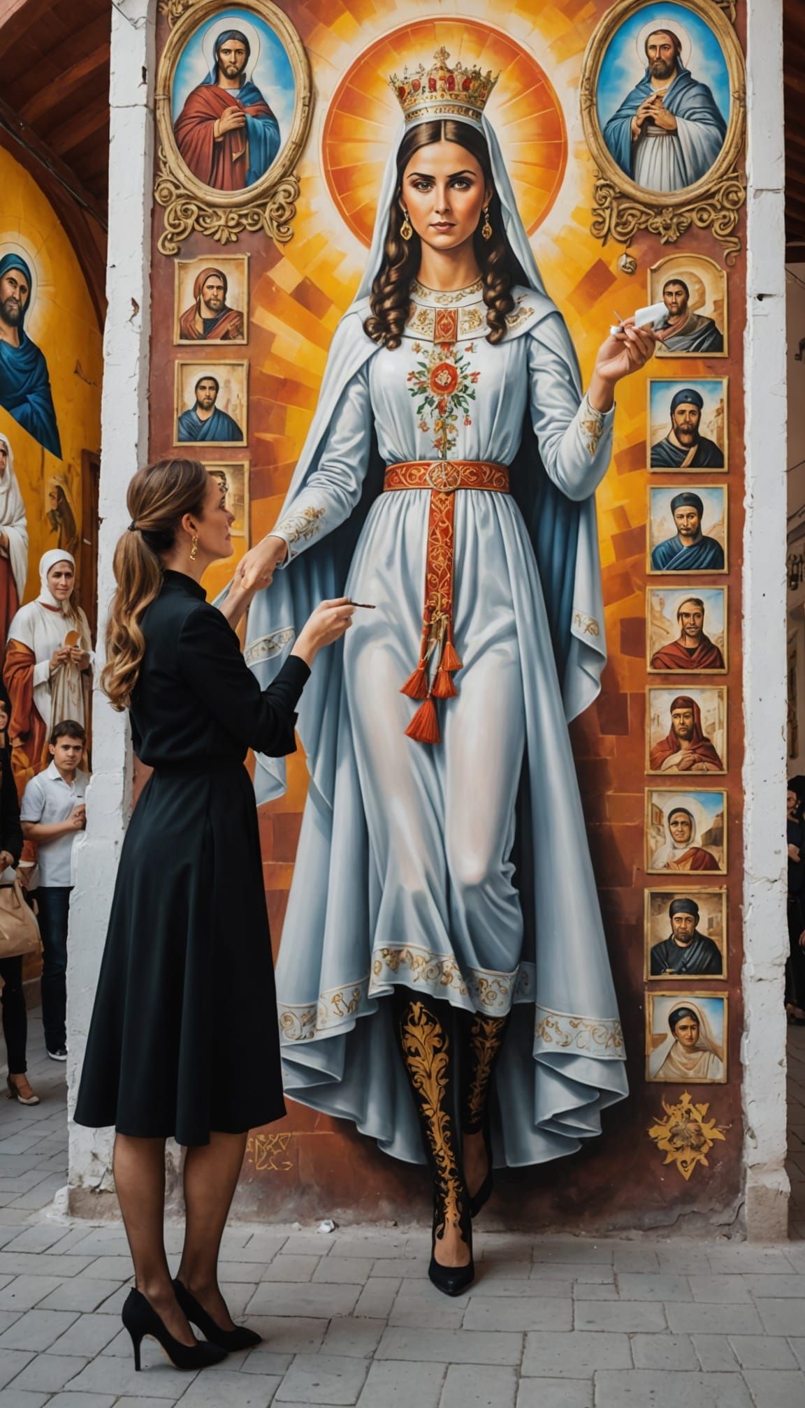 Macedonian Bride Mural in Airbrush Style