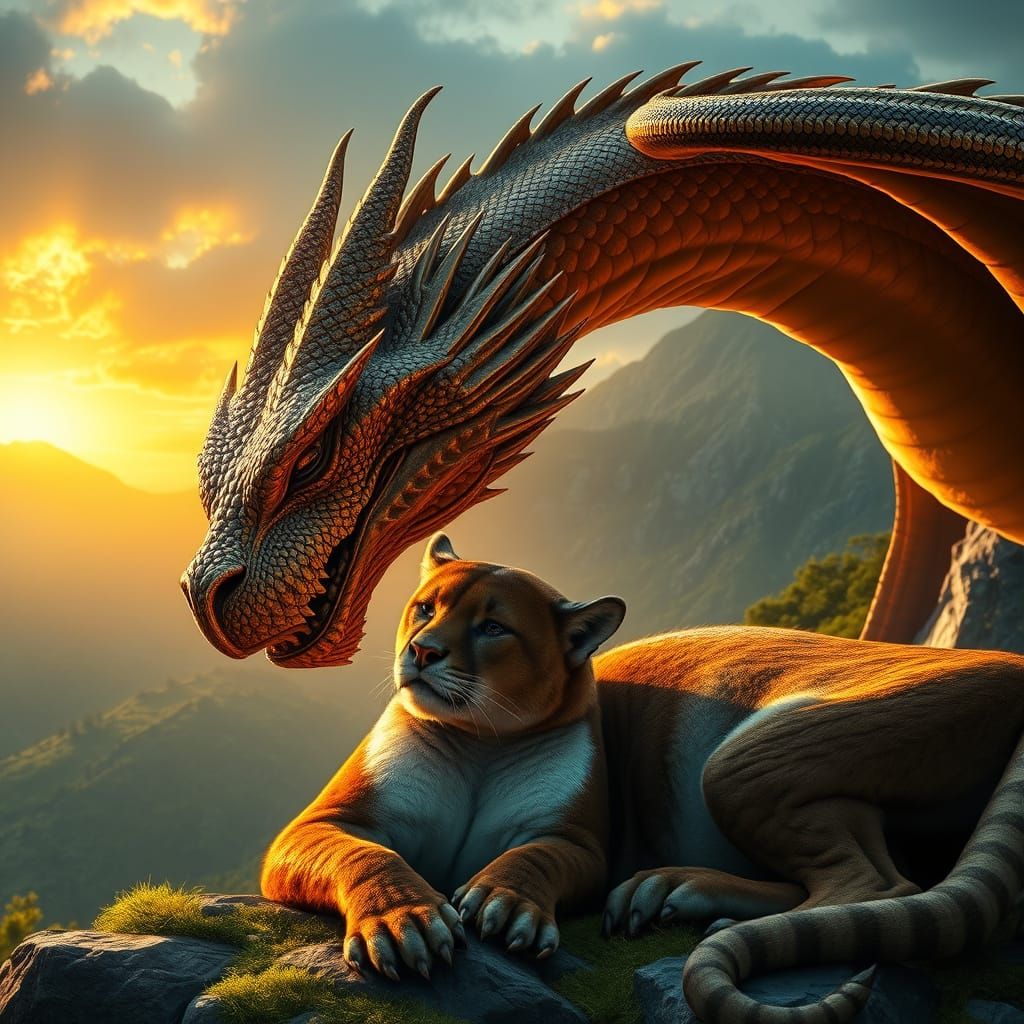 Majestic Dragon and Elegant Puma Share Unbreakable Bond of F...
