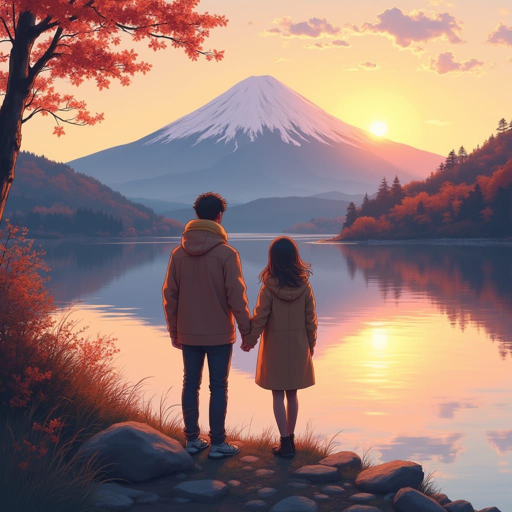 Majestic Mount Fuji Sunset Reflection