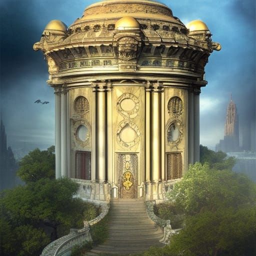 Intricate Art Nouveau Cupola Digital Painting