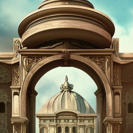 Dramatic Art Nouveau Cupola Digital Painting