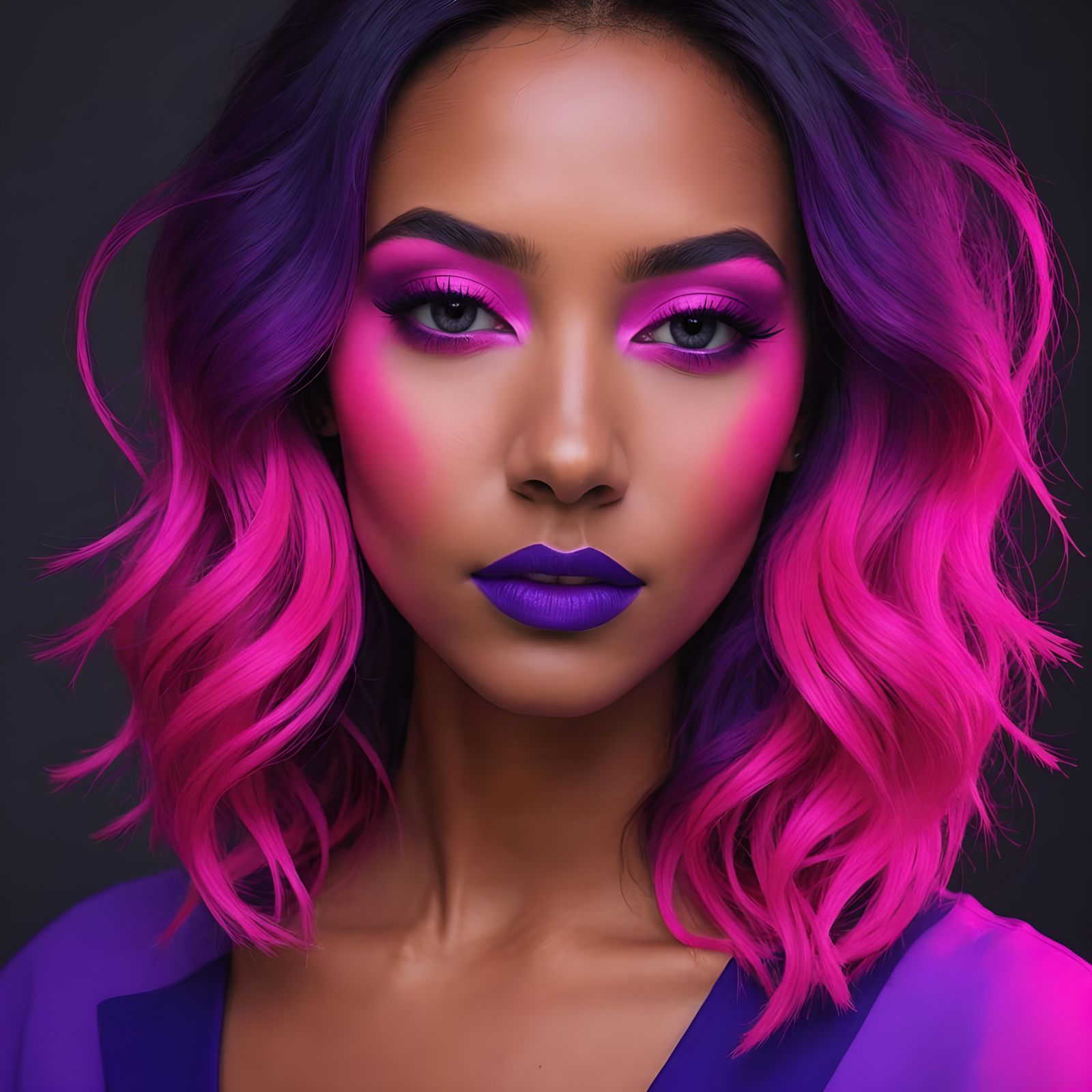 Neon Pink and Purple Abstract Art