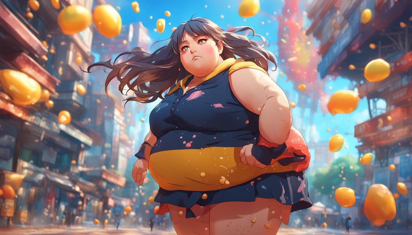 Anime Girl Full Body Hyperrealistic Splash Art