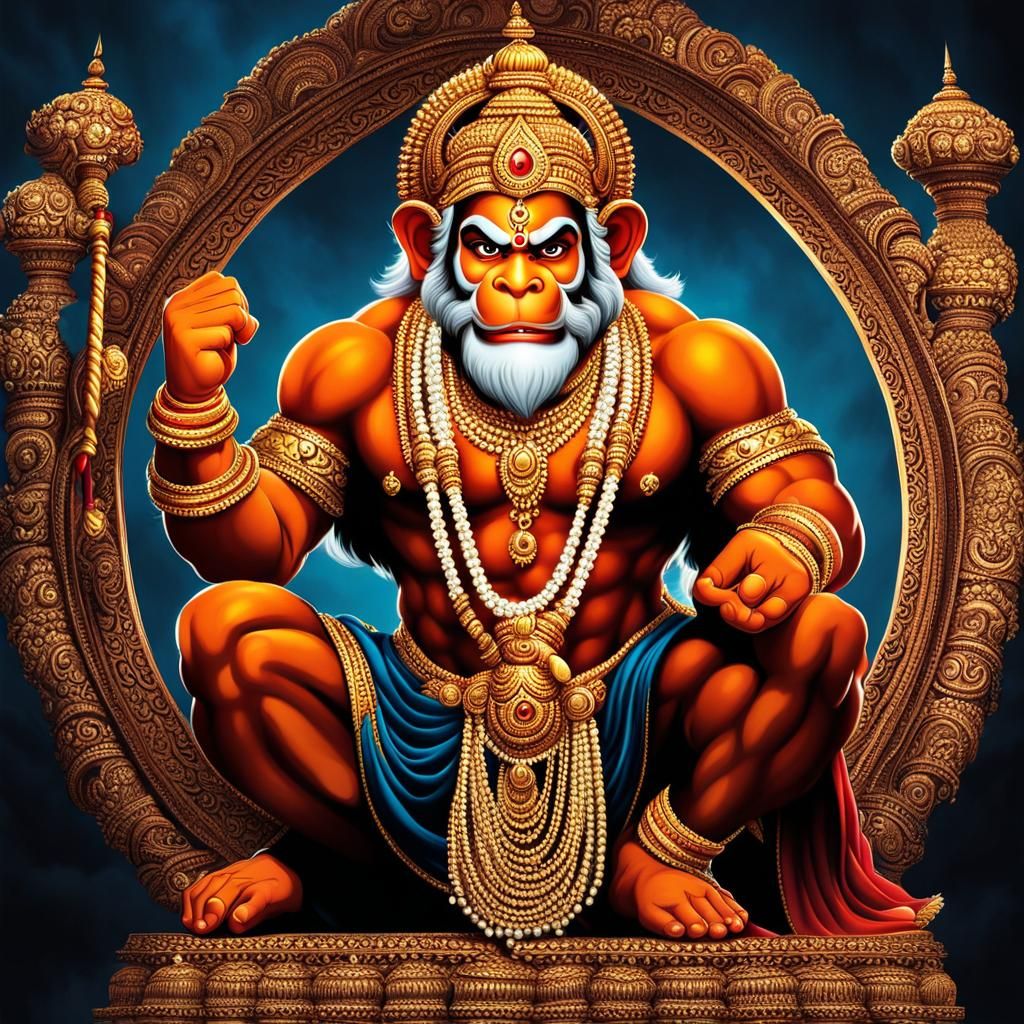 Furious Lord Hanuman Illustration