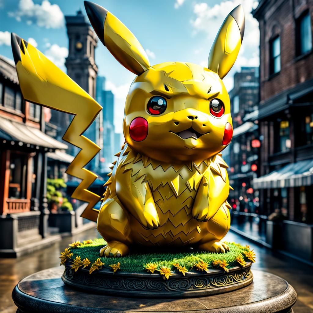 Hyperrealistic Pikachu Statue with Intricate Details