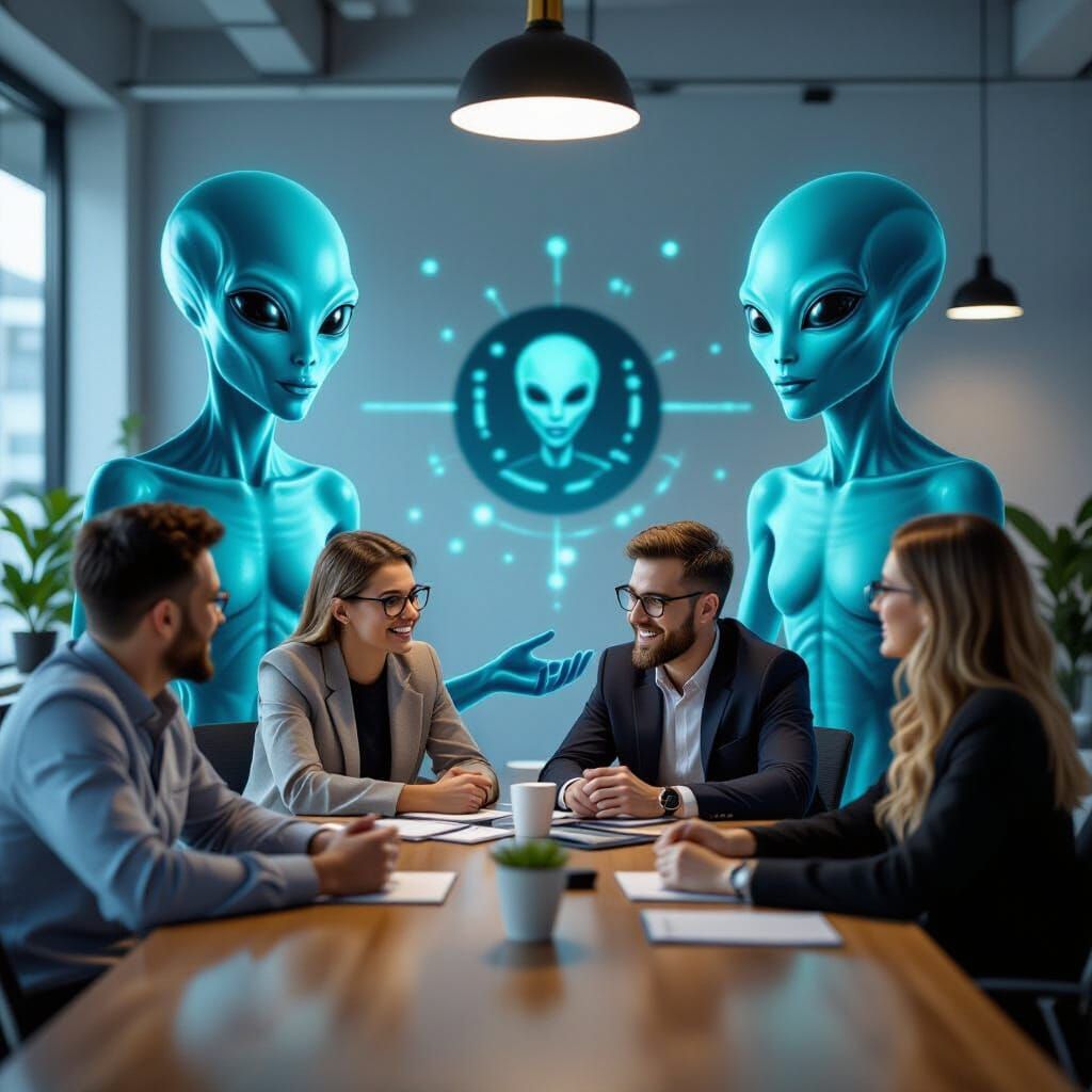 Eager People Line Up to Work for Aliens