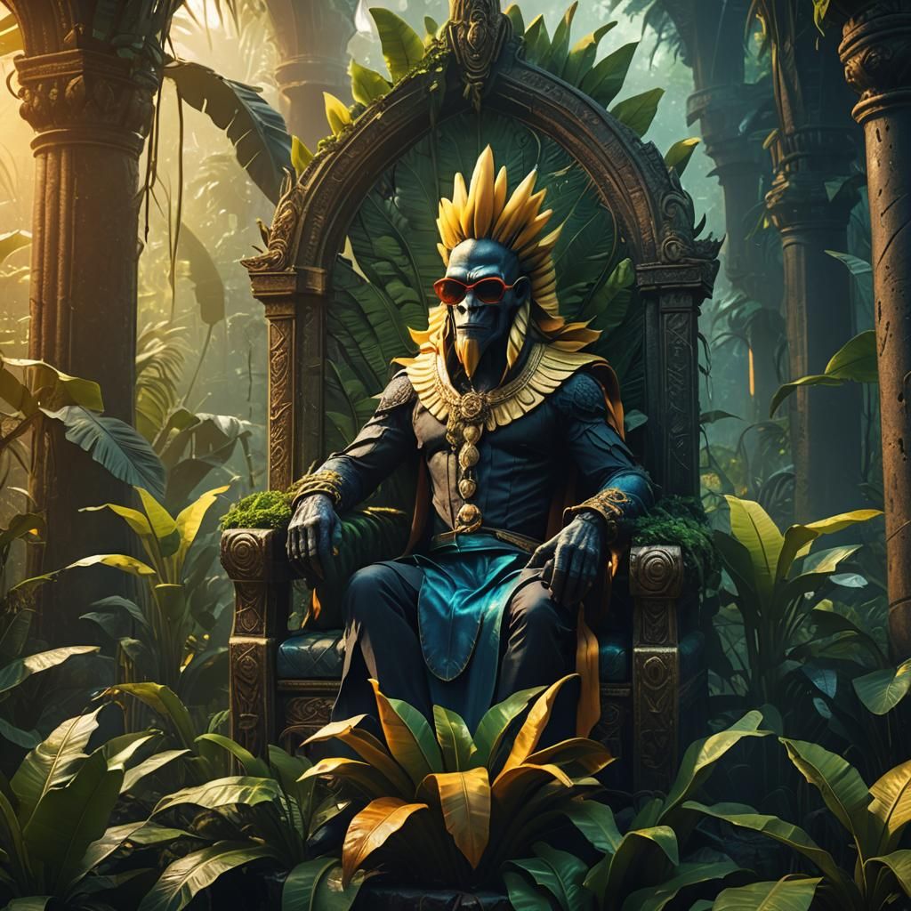 Evil Banana King on Jungle Throne