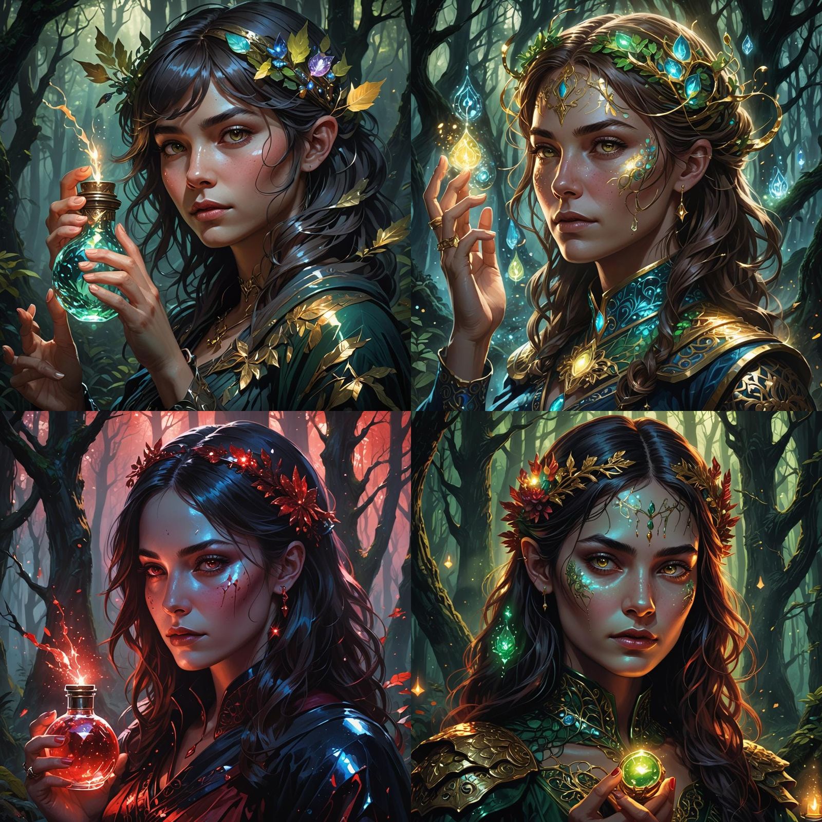 Mystical Forest Potion: Dramatic Magic Healing Portrait