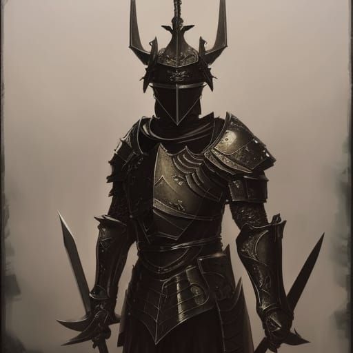 High Gothic Black Knight in Wolf Armor