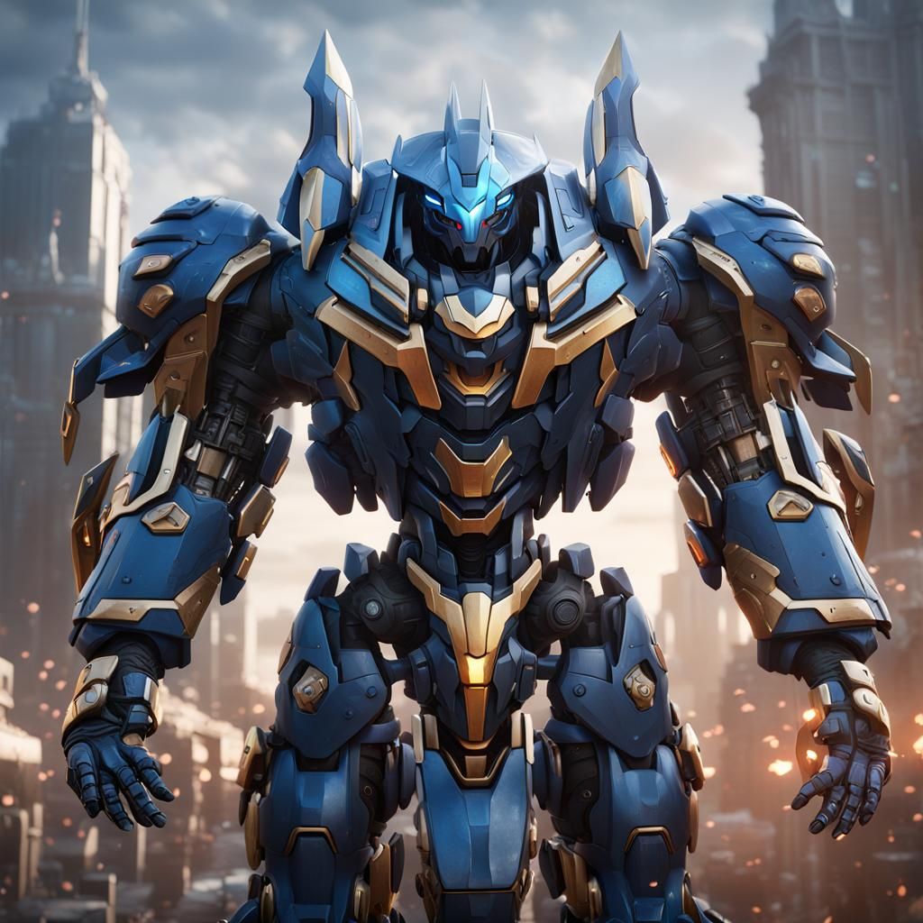 Hyper-Realistic Mecha Empoleon in Detailed Matte Painting