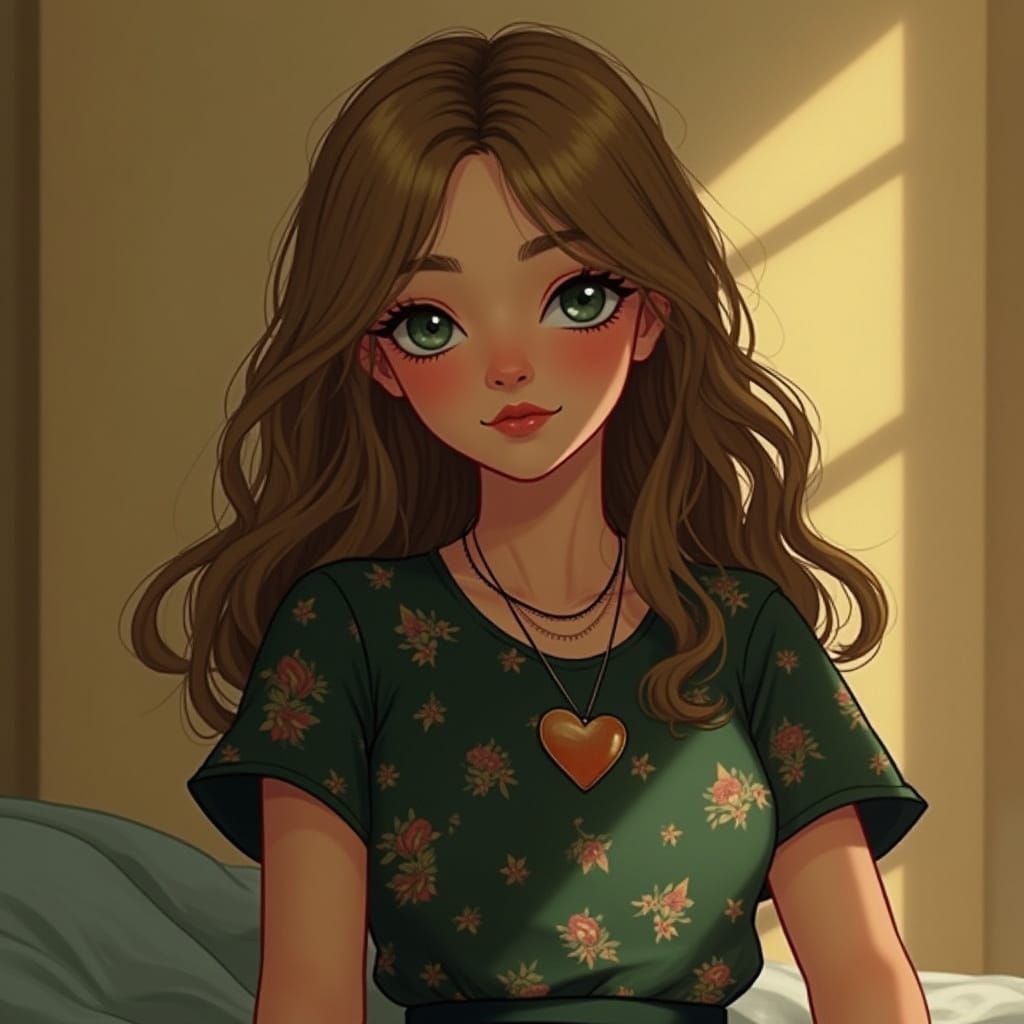 Teenage Girl Portrait in Art Nouveau Style