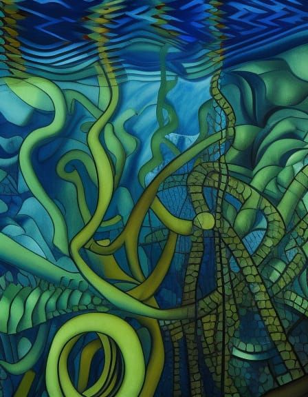 Cubist Kelp Forest in Picasso Style