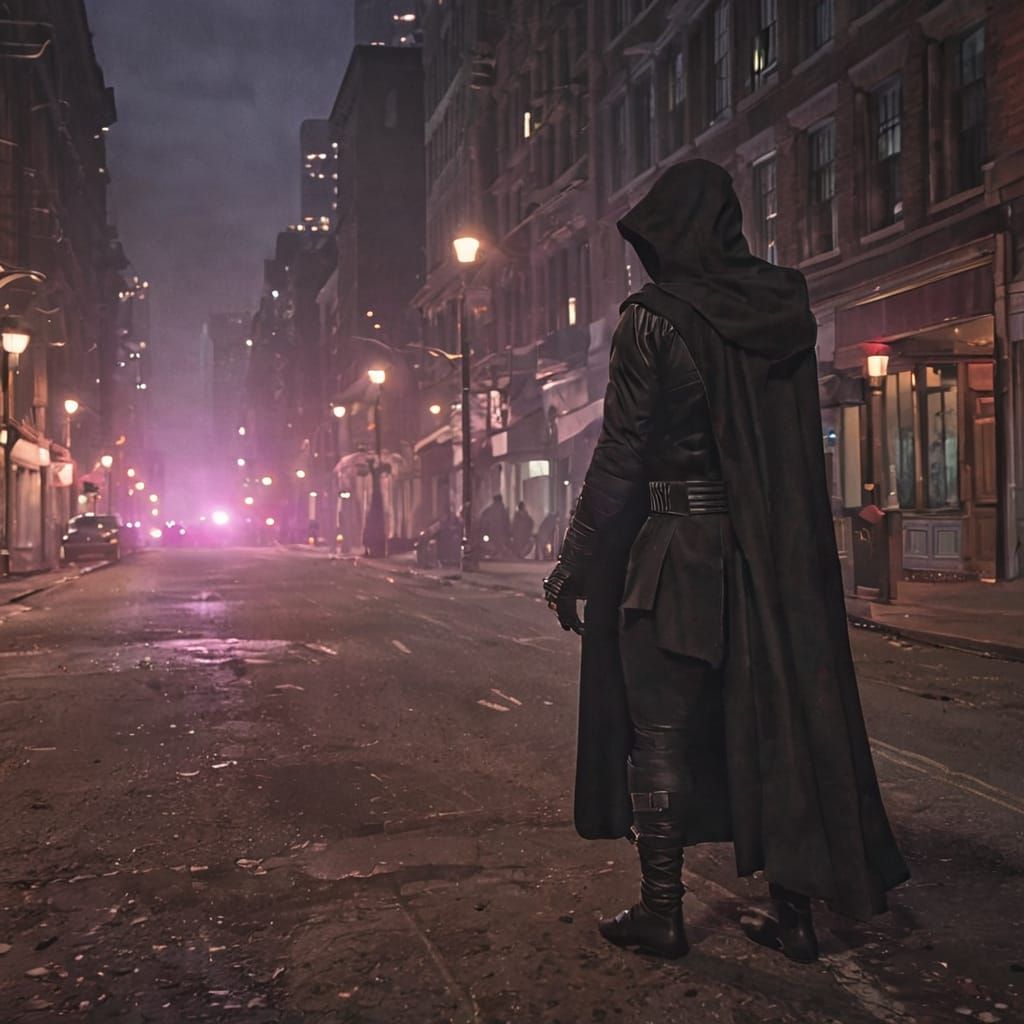 Ninja Warrior with Glowing Eyes in Gotham