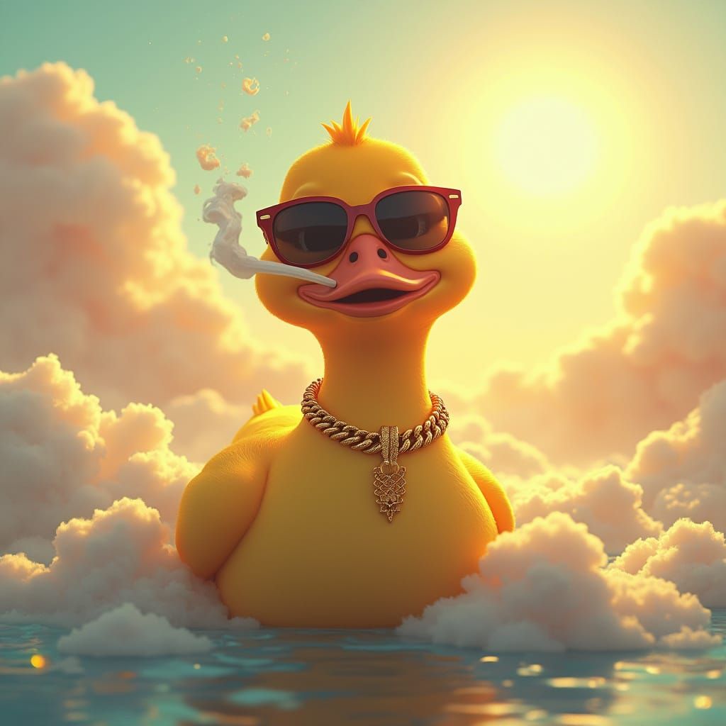 Duck with Sunglasses in Dreamy Sunshine