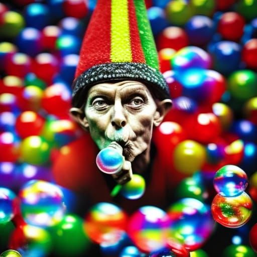 Happy Gnome Blowing Bubbles VII