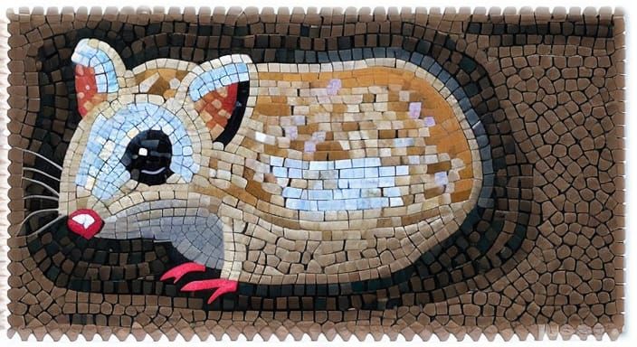 Realistic Mosaic of a Smiling Opossum