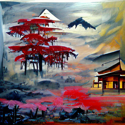 Tranquil Japanese Shrine in Bamboo Forest