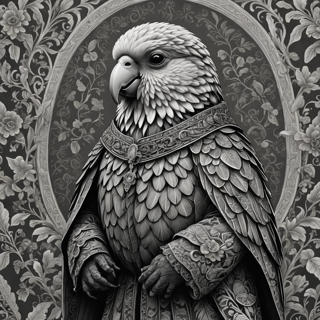 Regal Kakapo Artisan in Medieval Workshop