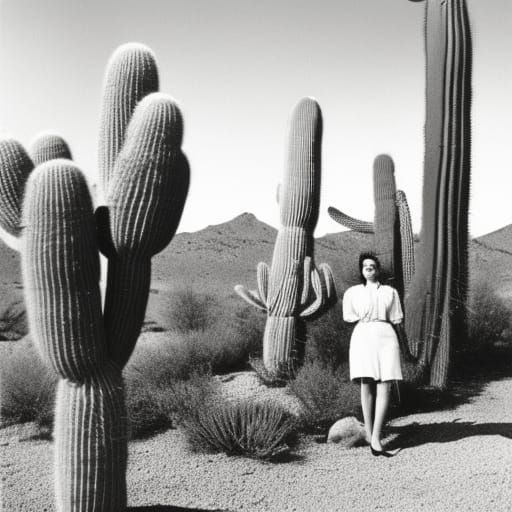 Vintage 1950s Photo of Woman in Desert