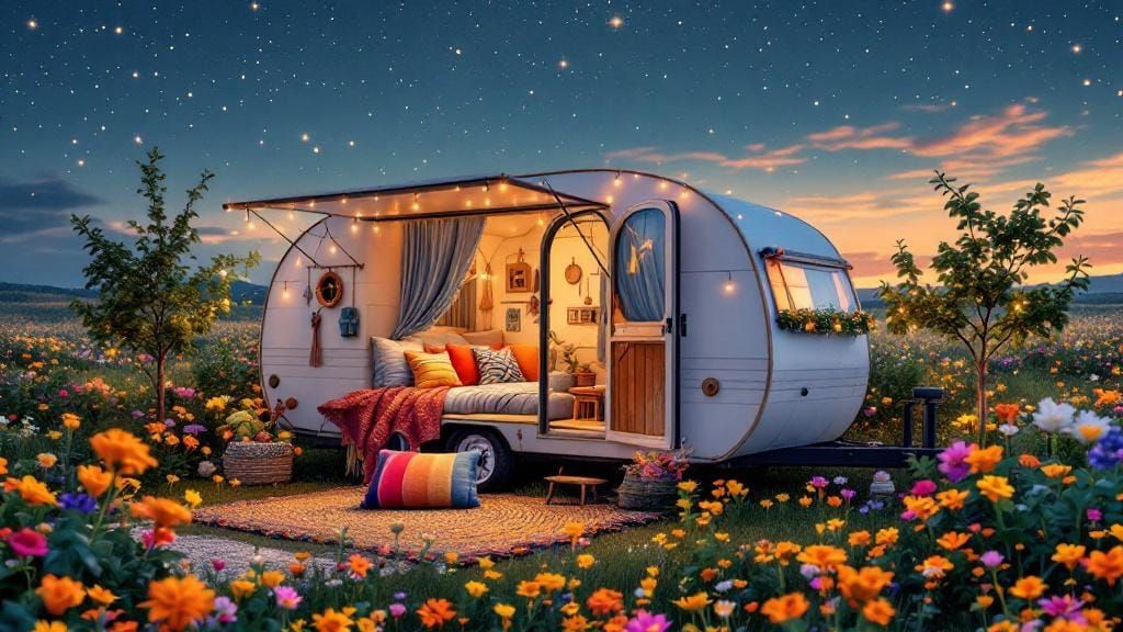 Boho Caravan Under Starlit Sky