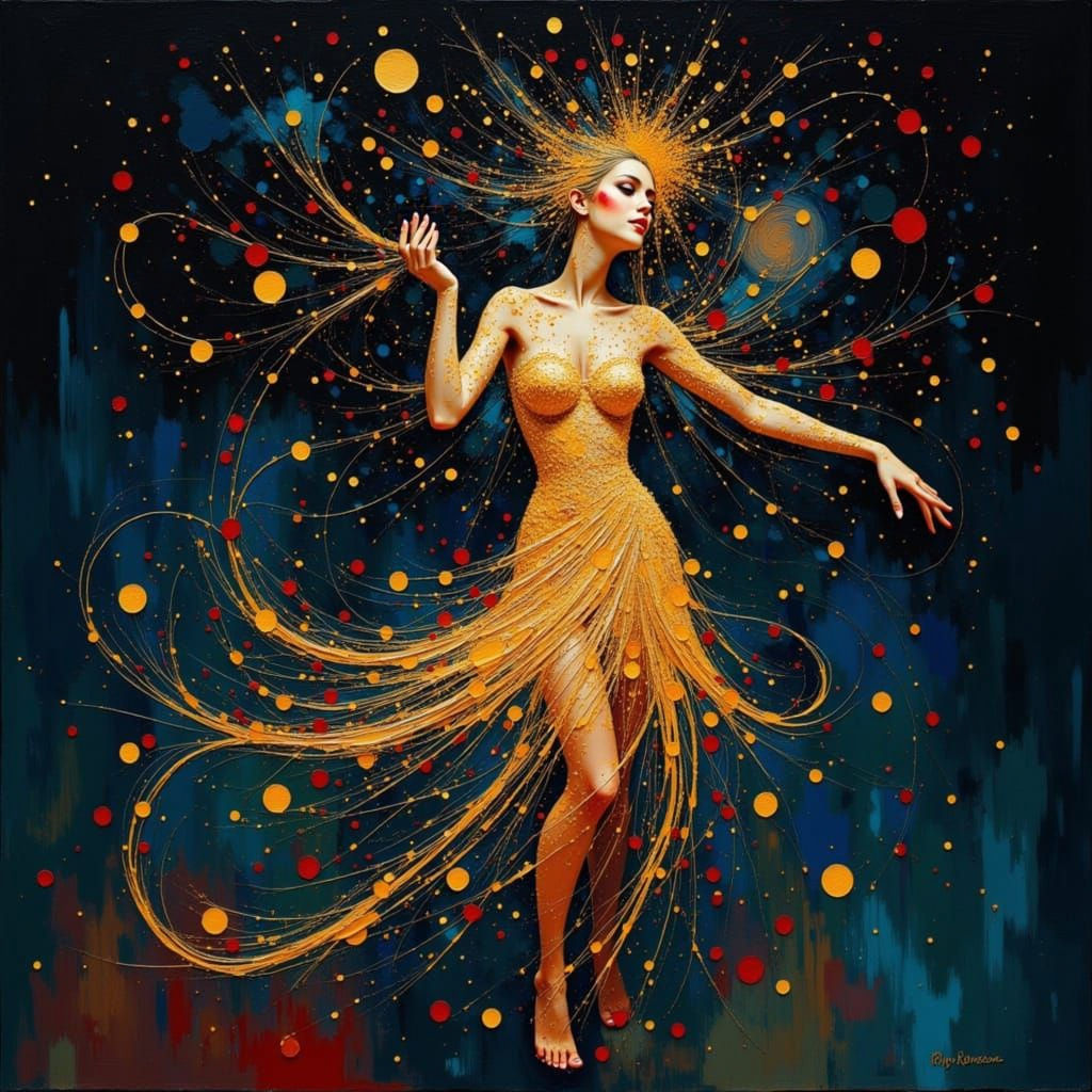 Opera Singer with Mechanical Device in Abstract Style