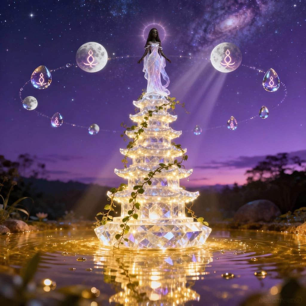 Crystal Pagoda of Light in Cosmic Serenity