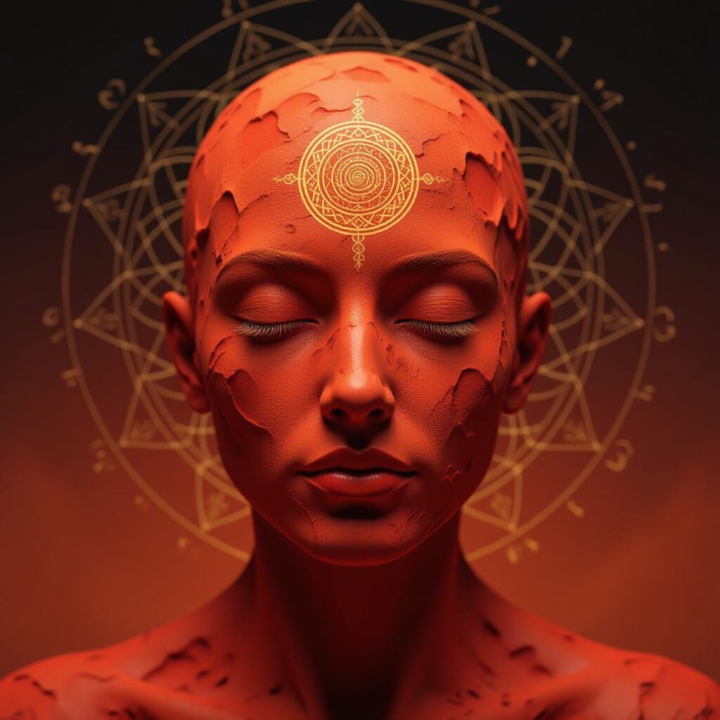 Kabbalistic Mars Face as Ancient Manuscript Art