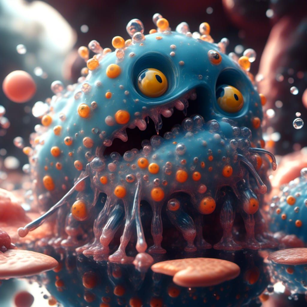 Cute microscopic monster creatures