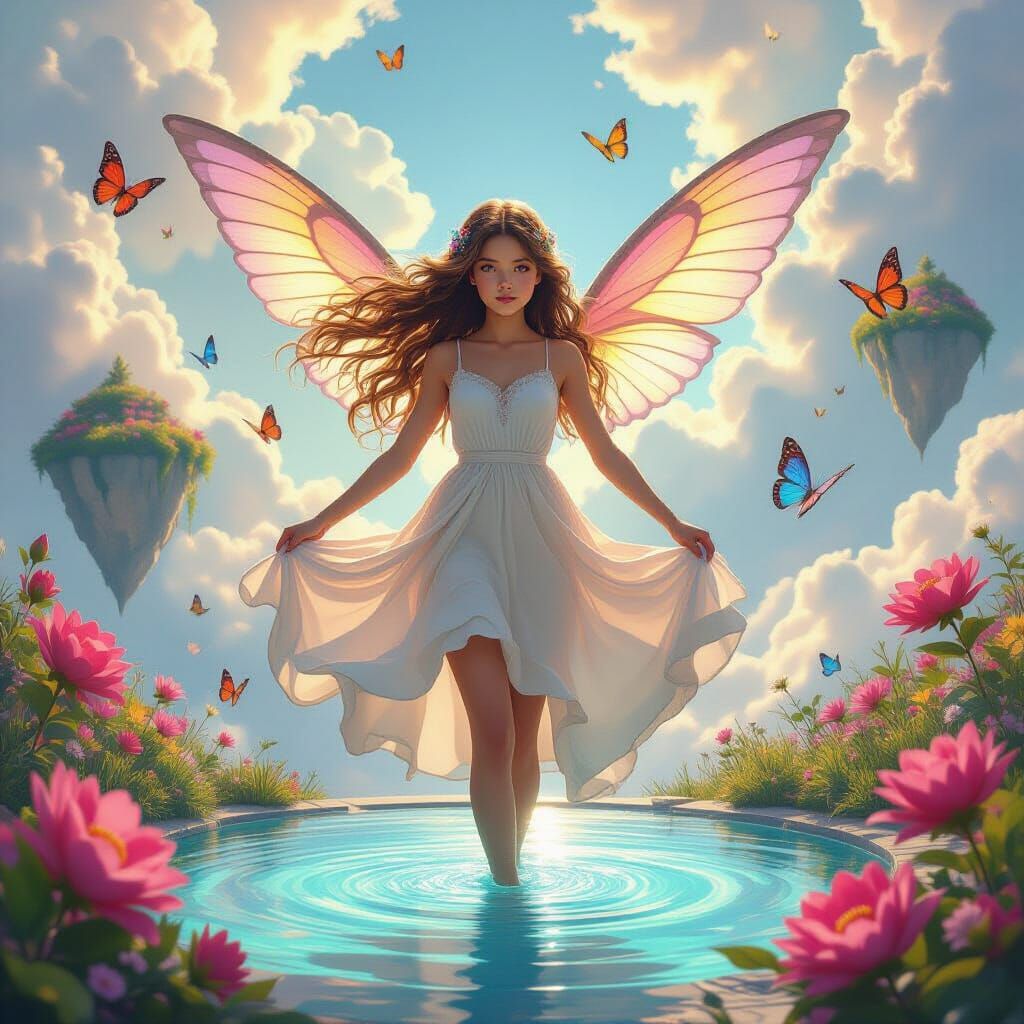 Enchanting Realm of Floating Islands: Hyperrealistic Scene