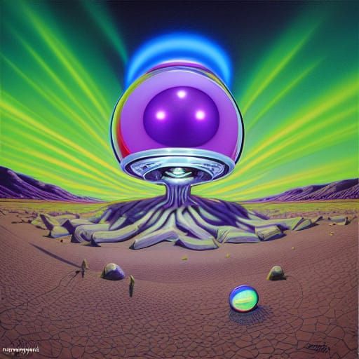 Chrome Hydra Radiating Energy on Neon Dunes