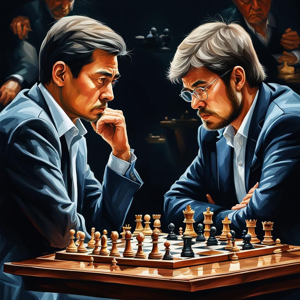 Nodirbek Abdusattorov and Margus Carlsen, side by side mid-c...